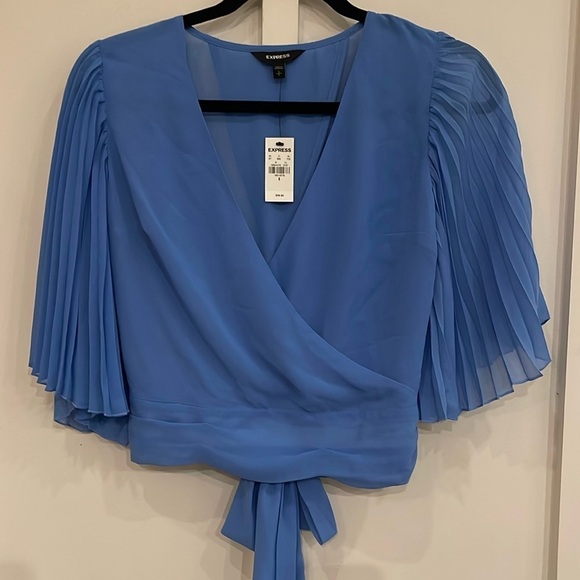 Express Sheer Wrap Crop Blouse - Picture 1 of 3